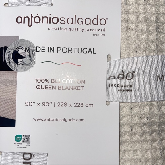 Antonio Salgado Queen 90x 90”Oatmeal Blanket BCI Cotton Matellasse Made Portugal - Picture 5 of 5